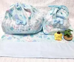 レース付き☆かわいい♥️うさぎ柄お弁当袋セット