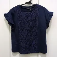 新品COMME CA ISM レース切替Tシャツ ネイビー 120cmのサムネイル