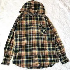 大きいサイズ◇ユニクロ◇フランネルシャツ フーディ チェック柄 綿 コットン