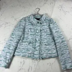 美品 TO BE CHIC ツイードジャケット サイズ40 ブルー グリーン