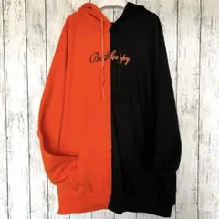 オレンジ✖️ブラック★Be Happy★パーカー★スウェット★３XL★ビッグサイズ