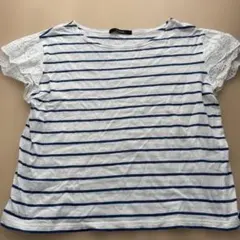 w closet ボーダー 半袖 Tシャツ レース袖のサムネイル