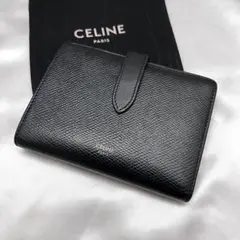 ◇美品◇セリーヌ　ストラップウォレット　二つ折り財布　ブラック　レザーのサムネイル