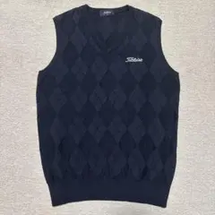 【訳あり】Titleist ベスト 黒系　ダイヤ柄　Mサイズ