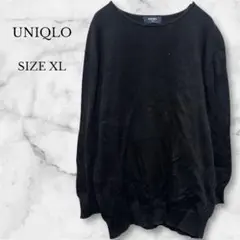 ユニクロ クルーネックセーター ブラック コットン100% シンプル XL