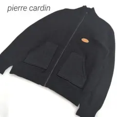 ✨️pierre cardin　ウール100　ジップアップ　リブデザインニット