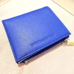 EMPORIO ARMANI ロイヤルブルー　レザー二つ折り財布　ファスナー