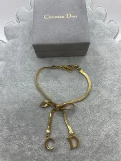 Christian Dior ゴールドブレスレット　リボン　CDロゴ　ディオール