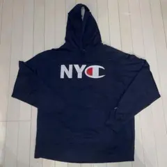 チャンピオン　champion NYCプリントロゴ　パーカー　ネイビー　XL
