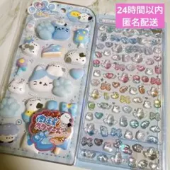 もちプニュ〜ステッカー 猫 シマエナガ ボンボンドロップシール 2点セット