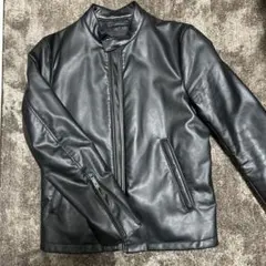 黒レザー スタンドカラー ジャケット