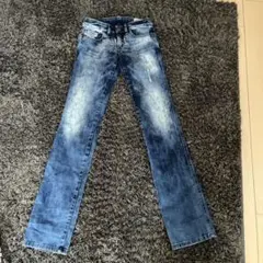 お値下げ！ 新品 ディーゼル、ダメージ加工 ストレートデニムパンツ ブルー DIESEL ディーゼル WASH 008TX LEHA USED 加工 ウォッシュ