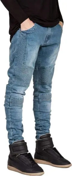 おしゃれ✨ジーンズ ストレッチ メンズ 青 S ストレートタイプ