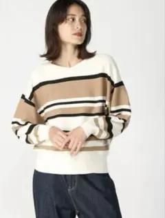 GLOBAL WORK グローバルワーク カシミヤ混マルチストライプニット　M