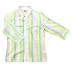 極美品　ラコステ　シャツ　ストライプ×マルチカラー　パステルカラー