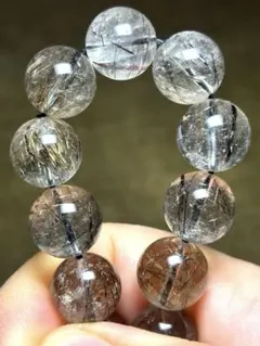 【希少】黒コッパータイチンルチルクォーツ ブレスレット 12.5㎜（新品未使用）