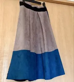 【美シルエット】2トーンフレアスカート ロングスカート