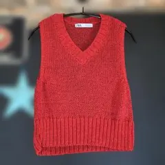 ZARA レッド ノースリーブセーター ニットベストSサイズ　未使用品