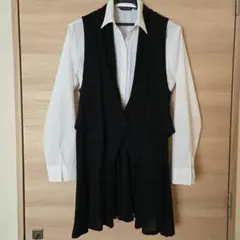 HIROKO KOSHINO ロングベスト ジレ ウール100％ 黒 38