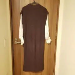 【限定値下げ】袖ブラウスドッキングニットワンピース　グレイル