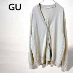 【ジーユーGU】メンズ　シアーニットカーディガン　長袖　羽織り　ベージュ　M
