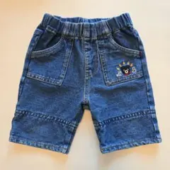 ミキハウス ダブルビー デニムハーフパンツ 80 ビーくん刺繍 DOUBLE.B