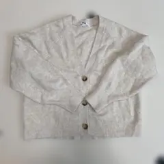 スフレヤーンショートカーディガン（長袖）Mオフホワイト