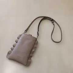 RIPANI スマホショルダーバッグ グレージュ　ベージュ　 フリル　ポーチのサムネイル