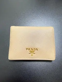 PRADA 二つ折り財布 ベージュ サフィアーノレザー