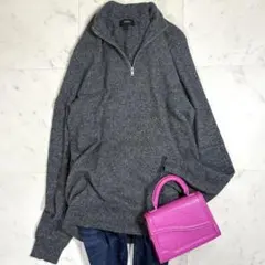 美品 セオリー カシミヤ100% ハーフジップアップニット グレー 高品質 S