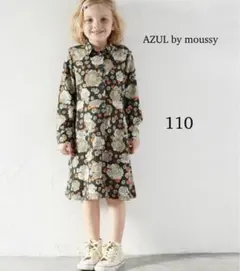 AZUL by moussy レトロフラワーロングシャツ 長袖 ワンピース