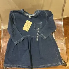 無印デニム風長袖 ワンピース 90サイズ