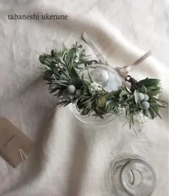 アンティークホワイトの小花を添えた 花かんむり ドライフラワー ヘッドドレス