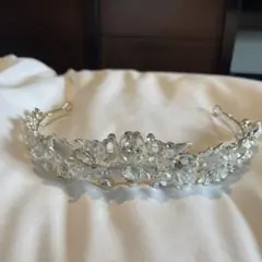 シルバー 花とクリスタル ティアラ