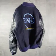 Holloway　スタジャン　ウール　レザー　刺繍　古着　L