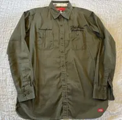 XL⭐︎Dickies 長袖シャツ オリーブグリーン系