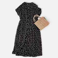 極美品　人気　1.9万　シップス　総柄　モノトーン　ワンピース　ロング　洗える 極美品 人気 1.9万 シップス 総柄 モノトーン ワンピース ロング