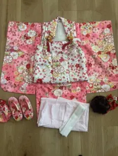 七五三 着物セット 3歳 蝶々柄 アンティーク 昭和 - メルカリ