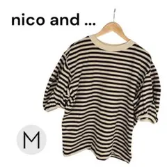 niko and... ニコアンド パフスリーブ ボーダープルオーバー 半袖