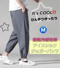 2980円→1480円 ひんやり快適！アイスシルク 接触冷感 ジョガーパンツ M