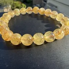 高密度ゴールドルチルクォーツ ブレスレット8.5mm金針びっしり 小粒でも高輝度