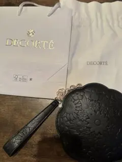 DECORTE 黒 花柄ポーチ 収納袋付き