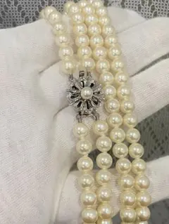 美品　貝パール二連ネックレス