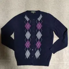 ♥Eddie Bauer 【Ｓ】ネイビー アーガイル カーディガン