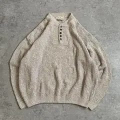 90s Eddie Bauer USA製 ハーフボタン コットン ニットセーター