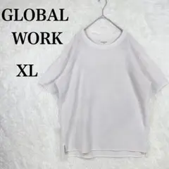 【グローバルワーク】メッシュ チュニック 大きめ XL ホワイト コットン混