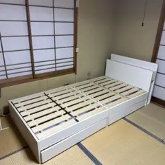 ニトリ ホワイト シングルベッド ベッドフレーム 引き出し収納付き