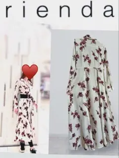 名作♥️ rienda リエンダ 美女ライン ローズ ピンク 薔薇 マキシ ワンピ