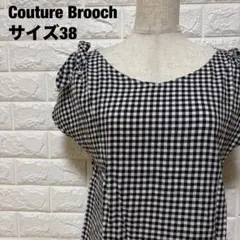 Couture Broochギンガムチェック リボン付き半袖ブラウス【1604】のサムネイル