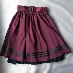 axes femme バーガンディ フレアスカート